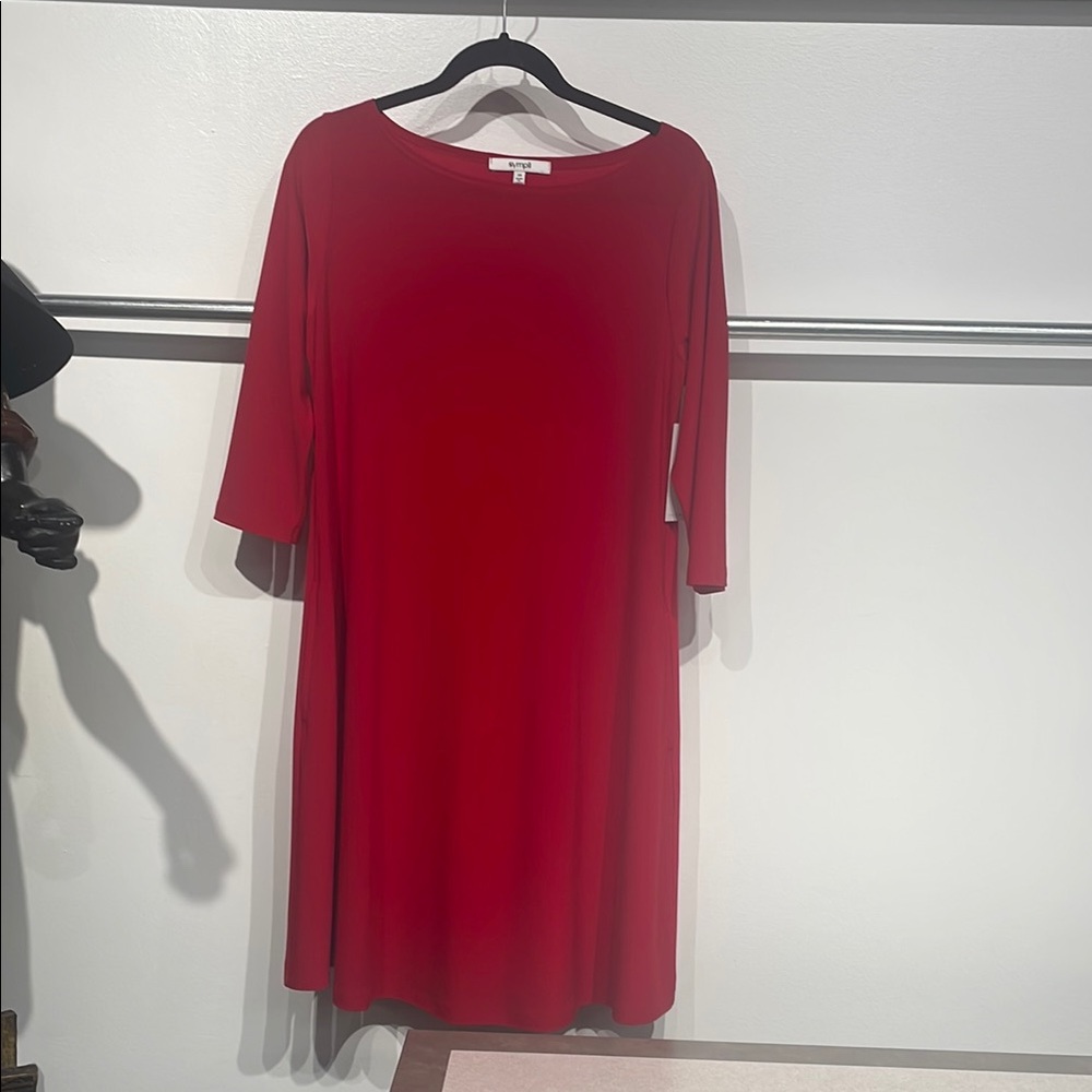 Sympli Vibrant Red TRAPEZE Dress